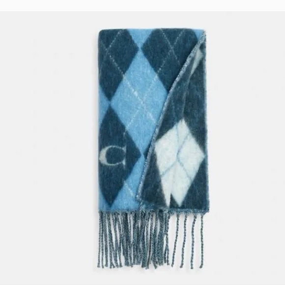 NWT Coach Argyle Print Oversized Muffler - Picture 2 of 2